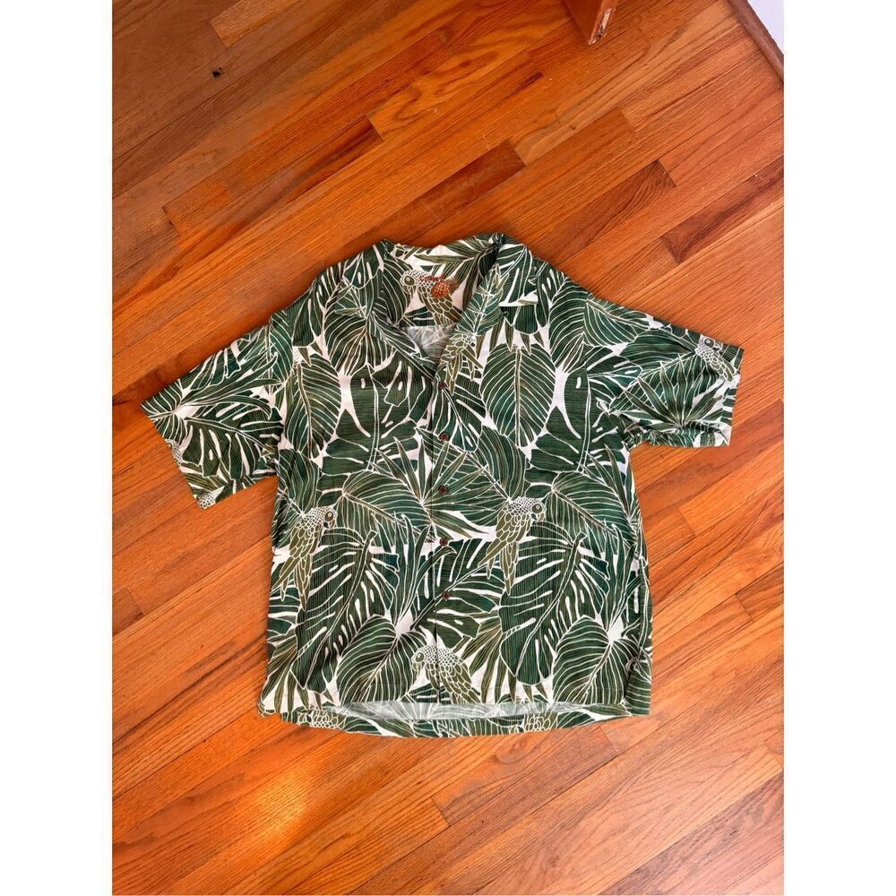 Caribbean Mens Tropical Silk Floral Summer Jersey Button Up Shirt XL
